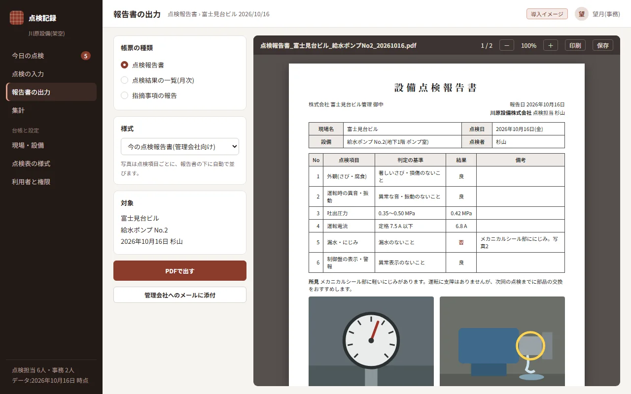 ③ 今の様式のまま出した点検報告書のPDF